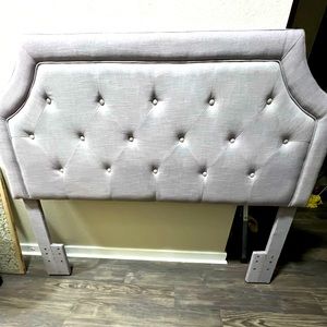 Fabric grey adjustable queen sized headboard.